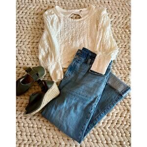 Free People Jasmine Tea Time Lace Crop Top Ivory Open Back Sz M